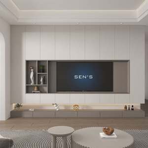 <b>Slim</b> Profile TV <b>Cabinet</b> Modern Wall Mounted Design Luxury Floating Stand Wooden Living Room Furniture - Product Image 4