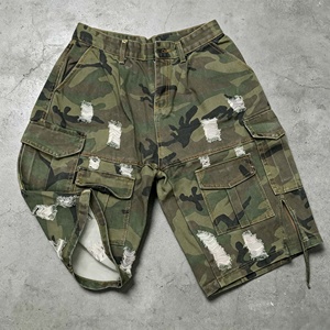 Shorts cargo camouflage pour homme, taille mi-haute, style décontracté, 100% coton, avec braguette boutonnée - Product Image 2
