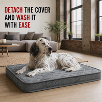 Matelas orthopédique pour chien, housse amovible et lavable, gris, coussin de couchage pour animaux de compagnie d'intérieur