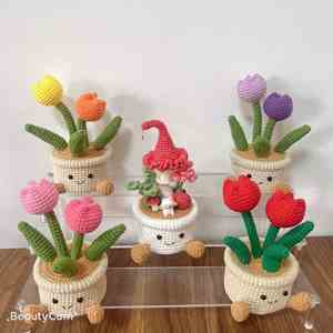 Tulipán de Ganchillo de Fábrica en Maceta Adorable, Decoración Kawaii para Habitación u Oficina, Cactus de Ganchillo, Tulipán, Girasol, Muñeco de Cactus en Maceta, Regalo para el Día de la Madre - Product Image 2
