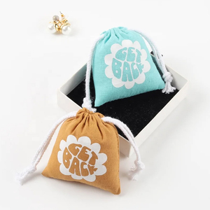 Custom <b>White</b> Logo Printed Mini Gift Cotton Packaging Jewelry <b>Bag</b> Eco Friendly Dust Drawstring Muslin Cotton Pouch <b>Bag</b> - Product Image 3