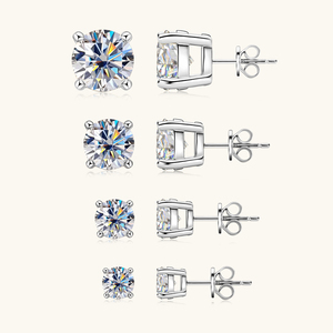 Orecchini a Lobo Classici da Donna con Moissanite da 0.3-2ct 0.3ct 0.5ct 1ct 2ct Colore <span class=keywords><strong>D</strong></span> in Argento Sterling 925 con Montatura a 4 Griffe - Product Image 2