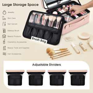 Professional <b>Makeup</b> Bag with LED Mirror Travel Cosmetic Train <b>Case</b> Large <b>Makeup</b> Artist Bags for Cosmetics Nail Tools - Product Image 2