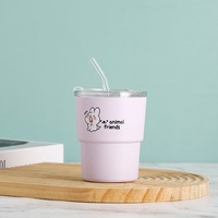 400ml Lekvrije Glazen Tumbler Schattig Dierenpatroon Riemje Voedselveilig Herbruikbaar Unisex Draagbaar Reis Bedrijfsgeschenk Waterfles