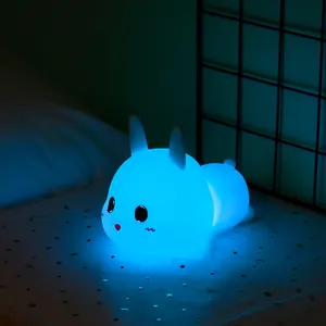 7 Color Changing Sleep Trainer Companion Rabbit LED Silicone Night Light control colorful table lamp bedroom baby gift for Kids