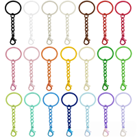 Porte-clés Rond Couleur Bonbon Tendance avec Anneaux Découpés et Fermoir Chaîne en Gros pour Breloques de Sac DIY, Cordons et Accessoires Porte-clés