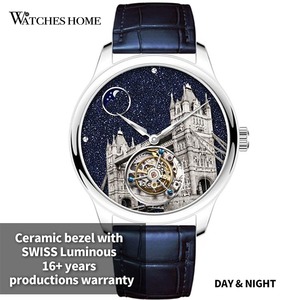 Reloj Mecánico Automático Tourbillon con Logotipo Personalizado, 40 mm, Acero 316L, Zafiro, 5 ATM, Esfera Estrellada <span class=keywords><strong>London</strong></span> <span class=keywords><strong>Bridge</strong></span>, Reloj de Pulsera OEM de Fábrica - Product Image 1