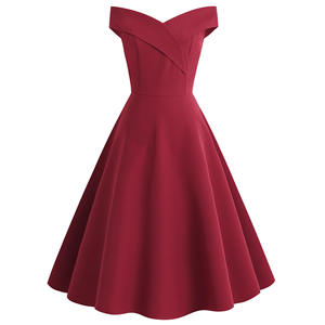 Damen Vintage Rotes Chiffon Gewebtes Waschbares V-Ausschnitt Teelanges A-Linien Abendkleid für Geburtstag Hochzeit Formelle Party Abschlussball - Product Image 6