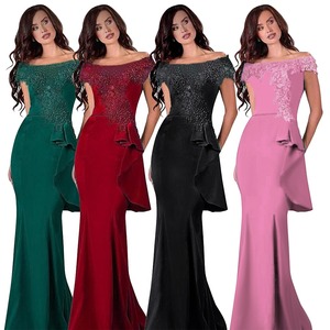 K0067 Muhaban Supply Factory Price <strong>Plus</strong> <strong>Size</strong> <strong>Bridesmaid</strong> Long Lace Evening <strong>Dress</strong> Women Lady Elegant Banquet Luxurious <strong>Dresses</strong> - Product Image 1