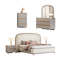 Ensemble de meubles de chambre à coucher de luxe moderne, lit king size, table de chevet, 5+ tiroirs, tête de lit éclairée, en bois, meubles pour la maison, hôtel