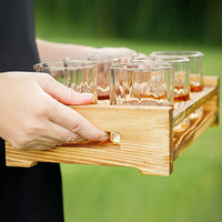 Porte-boissons universel pour serveur de whisky, support de Six verres, plateau de bière rustique pour la maison et les Bars, plateau de service de Bar en bois