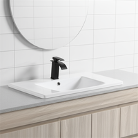 Lavabo de salle de bain moderne de haute qualité pour hôtel, en porcelaine, à trou unique, à bord fin