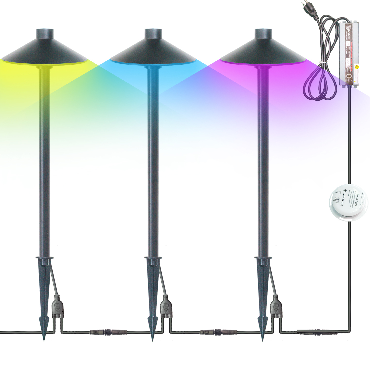 24V Chan Chasing RGBW Newest Dimming LED Outdoor Landscape Path Light Aluminum LED Garden Light IP65 Waterproof Lawn Lamp Umbrel