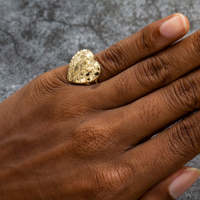 Rainbowking Bague en or jaune 14 carats en forme de cœur en pépites Bague en laiton pour hommes et femmes