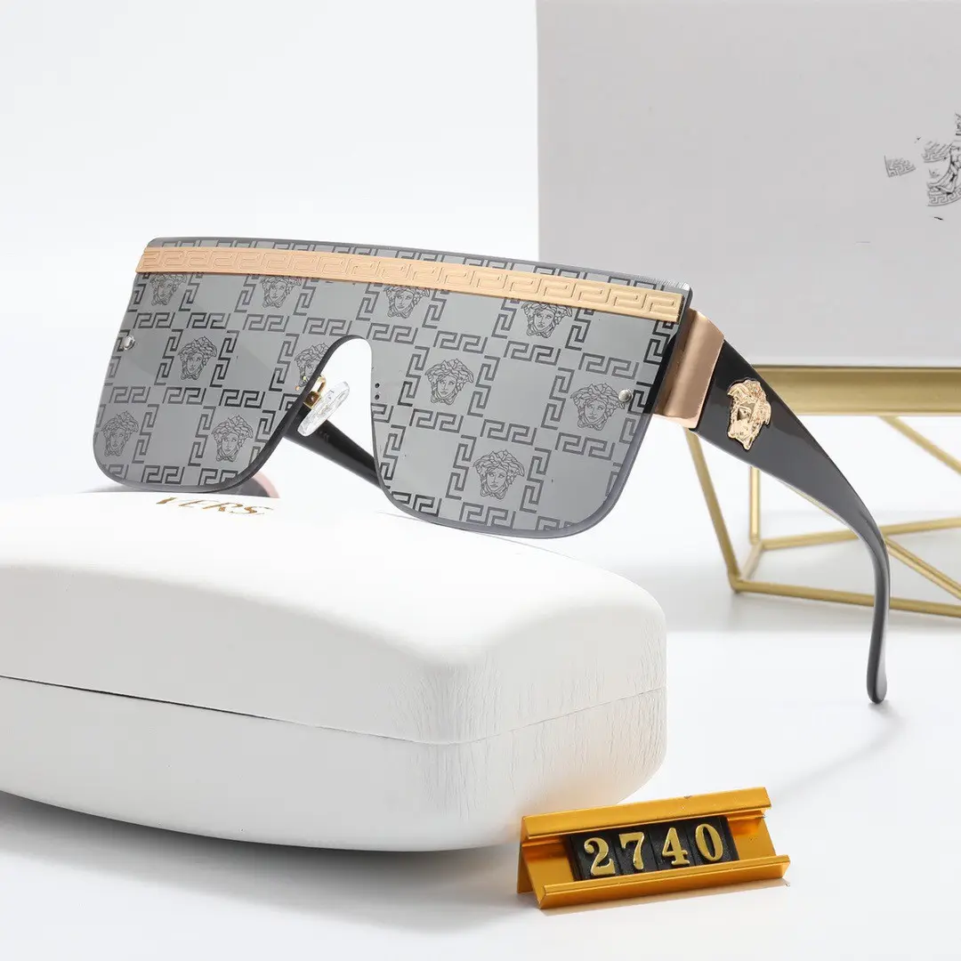 Gafas de sol 2024 para mujer, gafas de sol de lujo, venta al por mayor, gafas de sol de gran tamaño sin montura a la moda para hombre