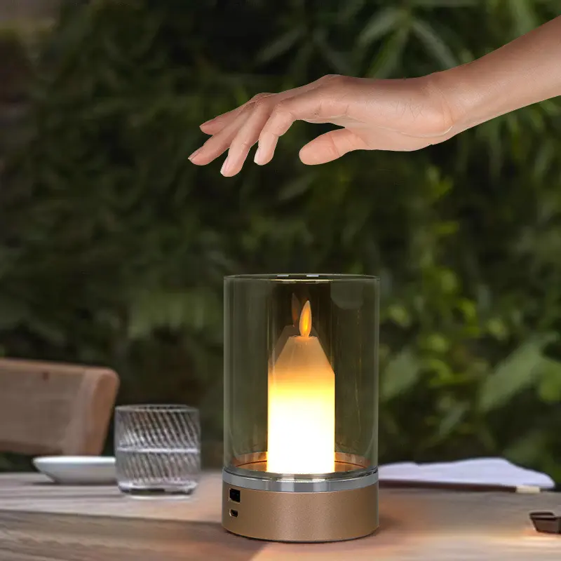 Портативный уличный ресторанный беспроводной аккумулятор USB умное Домашнее освещение Датчик управления Свеча Светодиодная настольная лампа настроения