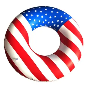 2023 HYF inflatable PVC swim ring adult fashion swimming rings custom united states flag the stars and the stripes pool float