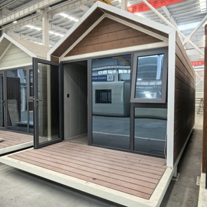 Maison modulaire de luxe pour <span class=keywords><strong>les</strong></span> vacances, maison préfabriquée en verre triangulaire/maison en bois - Product Image 2