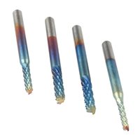 Fraise à queue simple RUIMENG en carbure de tungstène avec revêtement nano bleu, pour routeur CNC, HRC, sans direction de coupe, pour PCB, moules et plastique