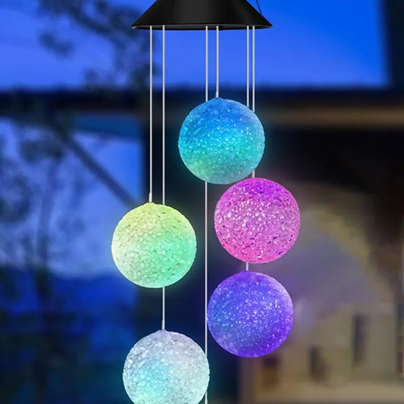 Decoración de jardín para el hogar, lámpara colgante, luna cambiante de Color, estrellas, LED Solar, colibrí, carillón de viento