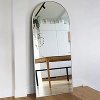 Miroir arqué doré 180x80cm, décoration moderne, forme personnalisée, miroir mural sur pied pleine longueur