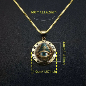 Collar con Colgante de Pirámide del Ojo que Todo lo Ve, Chapado en Oro, Aleación de Zinc, Símbolo Religioso, Unisex, Uso Diario, Cadena de Caja, Joyería - Product Image 4