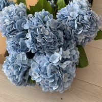 B-1277 Bunga Hydrangea Biru Berkualitas Tinggi untuk Dekorasi Tengah Meja, Bunga Artifisial Lateks dengan Sentuhan Alami, Modern untuk Thanksgiving, Grosir