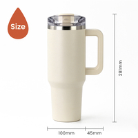 Gobelet isotherme 40 oz avec poignée, double paroi, en acier inoxydable, tasse de voyage anti-fuite avec couvercle à paille rabattable, sans BPA, réutilisable