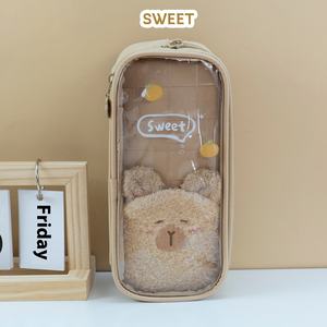 Ours heureux mignon dessin animé Ins Style porte-crayon langue du matin papeterie pour garçons filles grande capacité multicouche Girly coeur - Product Image 2