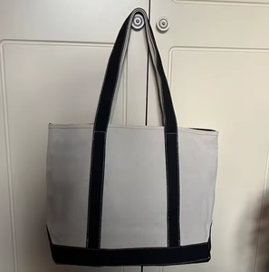 Impression personnalisée de votre propre logo, sac fourre-tout en toile de coton écologique et résistant pour les courses féminines, avec fermeture éclair - Product Image 2