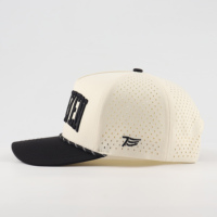 Casquettes de baseball unisexes promotionnelles personnalisées avec logo brodé, 5 panneaux, perforées, découpe au laser, trous, nylon, imperméables, chapeau de golf