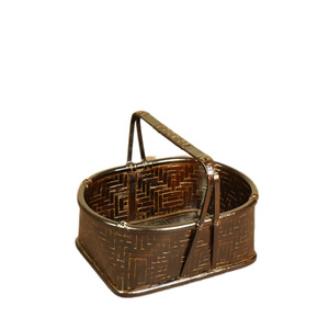 Handmade <b>Bamboo</b> Woven Storage Basket Rectangle Lacquered Antique Style For Kitchen Food <b>Container</b> Snack Fruit Basket - Product Image 5