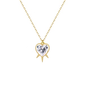 JIACHEN Trendy 18K PVD Plated Cubiczircona Setting Love <span class=keywords><strong>Heart</strong></span> with Spikes Collar con colgante de acero inoxidable para niñas - Product Image 5