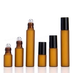 Botella de rodillo ámbar esmerilado vacío de 3ml, 5ml, 10ml, botella de vidrio de <span class=keywords><strong>10cc</strong></span> con rollo de acero inoxidable <span class=keywords><strong>en</strong></span> vial de Perfume de aceite esencial - Product Image 4