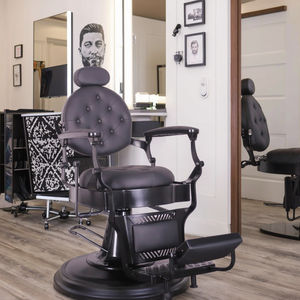 Chaise de salon professionnelle vintage haut de gamme pour hommes, inclinable, rotation à 360 degrés, réglable en hauteur, en cuir synthétique, pour barbier - Product Image 1