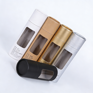 Personalized Cylindrical Cardboard Tube With Transparent <b>Window</b> Custom Logo Printed Cylinder Box For Candle Packing - Product Image 4