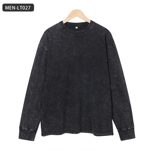 Hip Hop Vintage <b>Long</b> <b>Sleeve</b> <b>T</b>-<b>Shirt</b>-Distressed Oversized Crewneck Tee, Retro Washed Style, Loose Fit Top, Streetwear Essential - Product Image 6