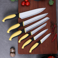 Ensemble de 6 couteaux de cuisine en acier inoxydable avec manche en plastique, comprenant un éplucheur et un couteau à fruits, outils de cuisine pour la maison, vente en gros