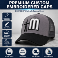 Gorra Trucker Deportiva de 5 Paneles con Bordado Personalizado, Gris y Negra, Ajustable con Cierre a Presión, Visera Plana, Malla Trasera, Unisex