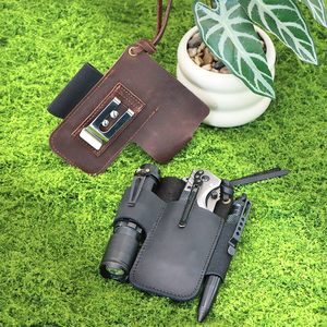 Funda Organizadora EDC de Cuero para Hombre, Funda para Navaja Plegable, Linterna, Bolsillo Táctico para Herramientas, con Clip para Cinturón - Product Image 2