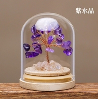 Ornements d'arbre en cristal naturel arbre porte-bonheur jaune souhaitant bouteille arbre de vie décoration de la maison artisanat dessin animé impression forme ovale