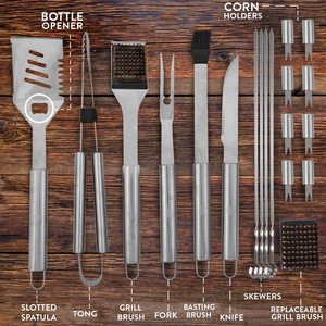 <b>Camping</b> BBQ Grill Set Stainless Steel 21pcs BBQ Tool Utensil with Case for Outdoor Cooking - Product Image 2