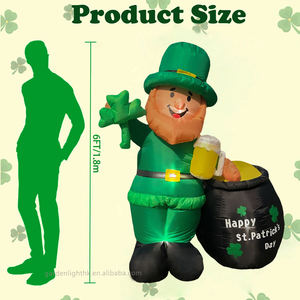 Duende Inflable de 6 Pies con Luz LED para el Día de San Patricio, Alimentado por CC, Sostiene una Cerveza y una Trébol de la Suerte en una Cacerola Dorada, para Decoración de Jardín y Patio - Product Image 2