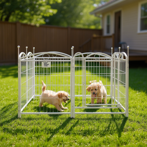 Parc pour chien 8 panneaux en métal, clôture pour animaux de compagnie de 32 pouces, parc d'exercice pliable robuste pour chiots de petite, moyenne et grande taille, intérieur et extérieur - Product Image 2