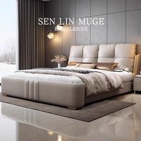 Lit Queen Size de Luxe Léger 1,8 m en Cuir Multifonctionnel avec Tables de Chevet – Prix Usine, Haute Qualité
