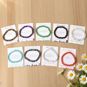 Bracelet en perles de cristal naturel personnalisé de haute qualité avec logo, bracelet en pierres précieuses avec cartes pour la décoration - Product Image 5