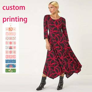 Roman Originals <strong>Hanky</strong> <strong>Hem</strong> Swing <strong>Dress</strong> Pockets Asymmetric Hemline Stretch Jersey 3/4 Sleeve Winter Smart Casual Work Office <strong>Dress</strong> - Product Image 2