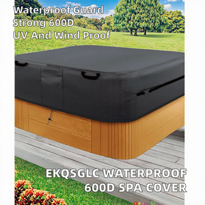 Couverture de piscine imperméable 600D, bâche d'hiver durable, protection contre les UV et le vent, noire (200x200x85cm) - Product Image 2