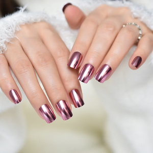 <span class=keywords><strong>Uñas</strong></span> postizas acrílicas de oro rosa decoración salón Squoval metálico de lujo a presión <span class=keywords><strong>en</strong></span> las <span class=keywords><strong>uñas</strong></span> - Product Image 5