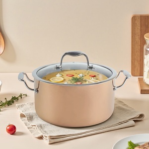 Modern Non-Stick Copper Cookware <b>Pot</b> With Glass Lid Stainless Steel Handles <b>For</b> Gas And <b>Induction</b> Stoves - Product Image 2